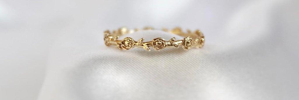14K Gold Rose Ring - Catholic Rings - Rosary Ring