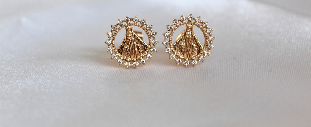 Dainty Catholic Earrings - Our Lady of Grace Earrings