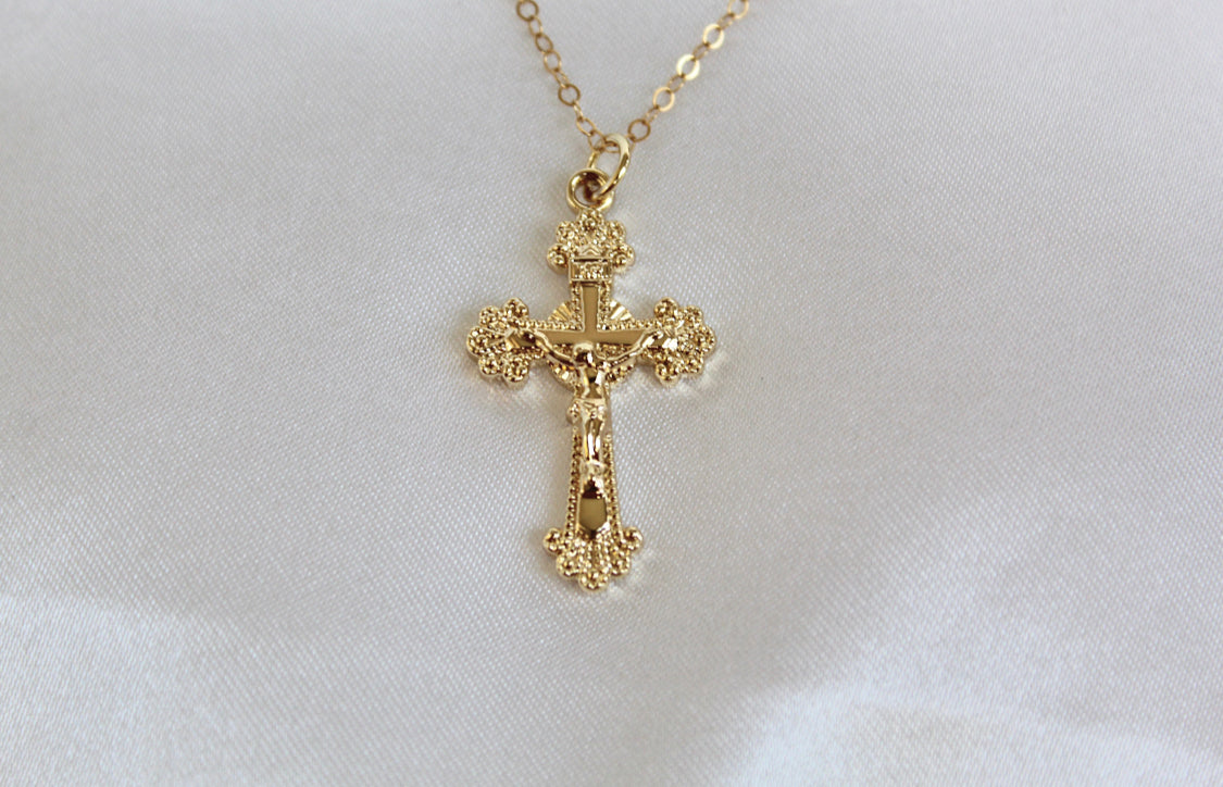 Vintage 9ct / 10ct Gold Huge Cross Crucifix Pendant Necklace 28 Inch  Byzantine on eBid Italy | 218774967