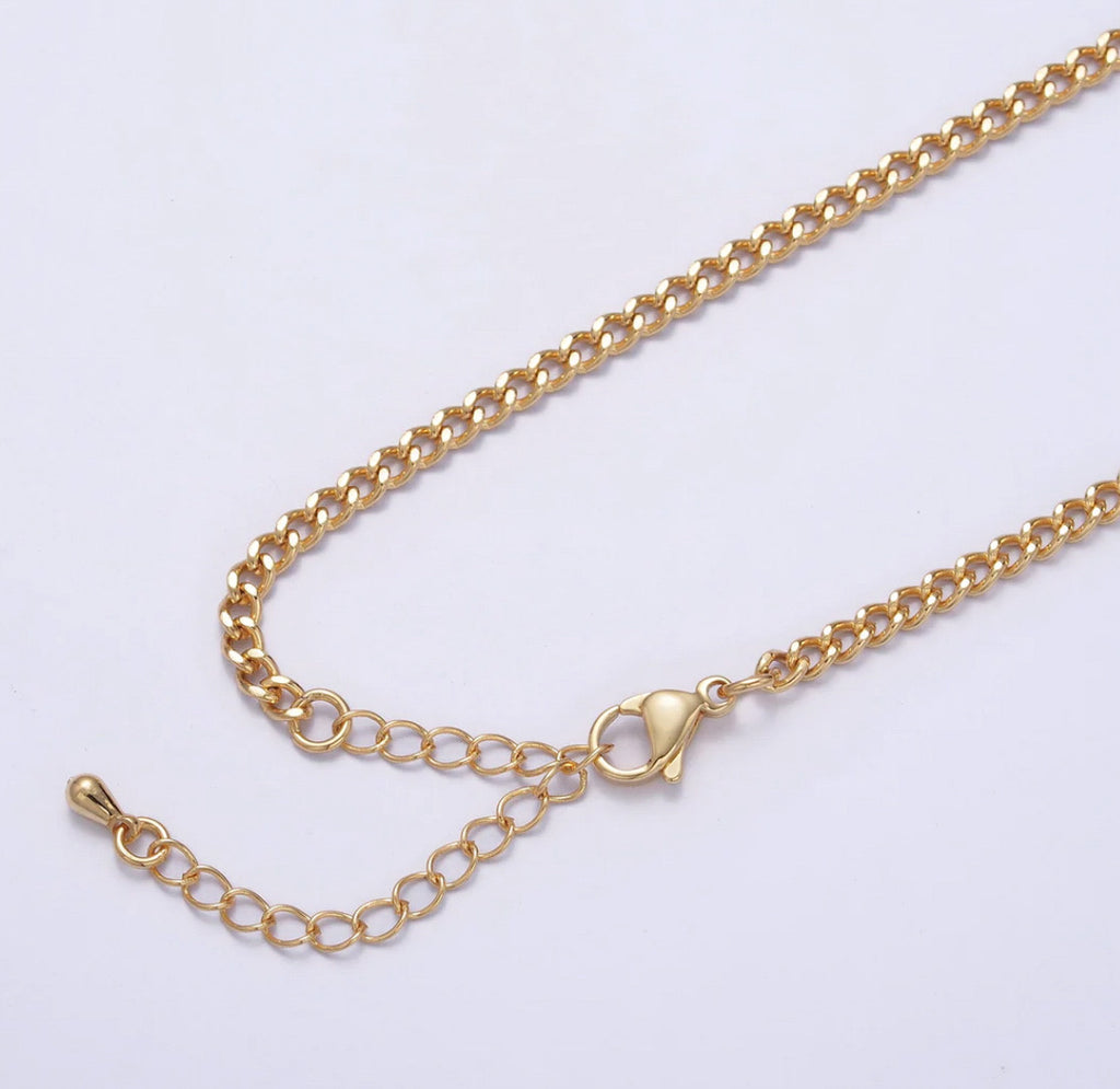 24K Gold Filled Cuban Curb Link Chain necklace 