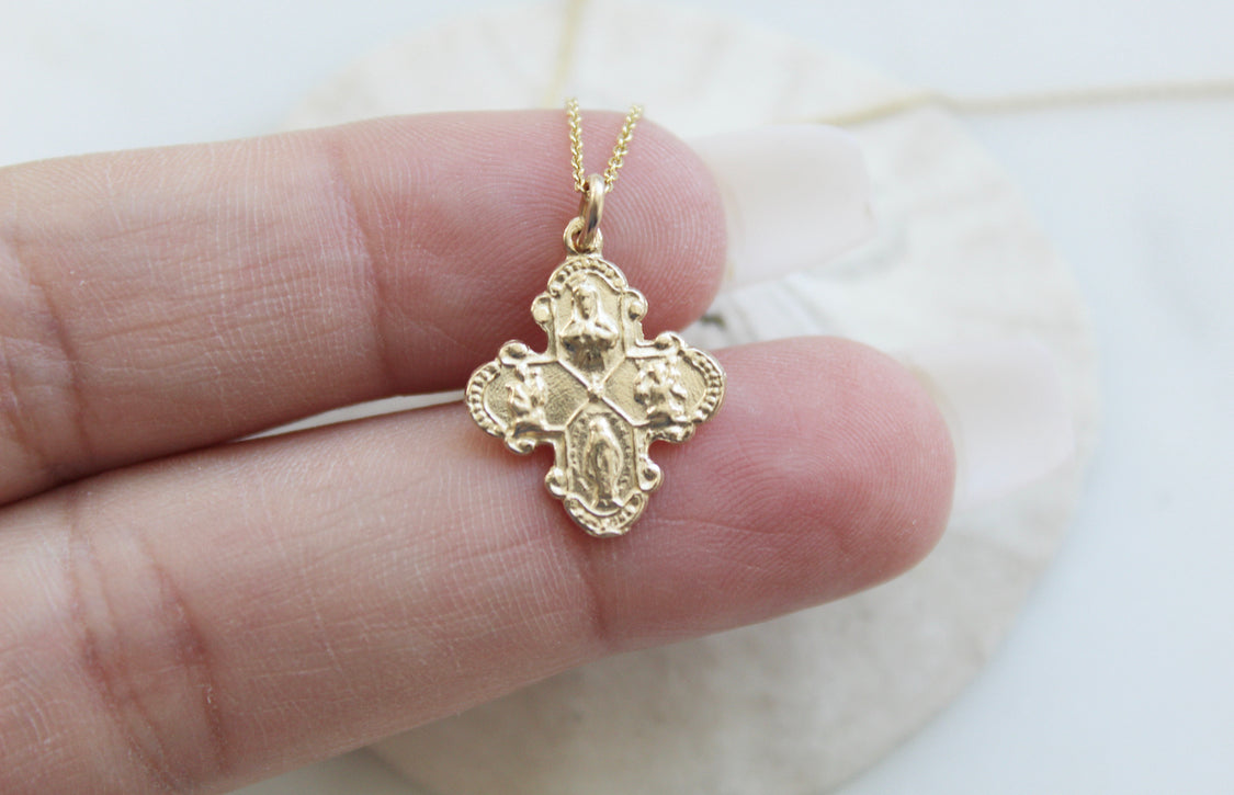BEST SELLER Gold Crucifix Cross Necklace Double Charm Saint Benedict Necklaces  Catholic Jewelry Gift Women Girls Sterling Silver - Etsy | Sterling silver  cross necklace, Gold crucifix, Catholic jewelry
