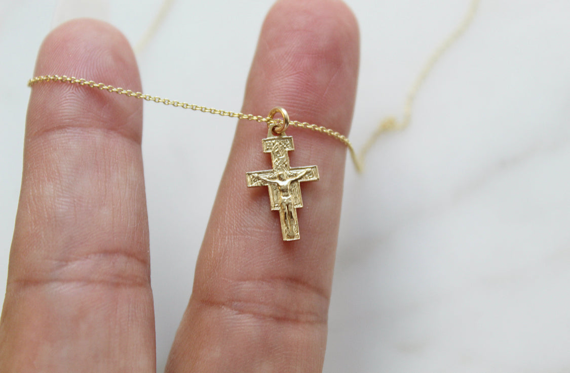 18k Real Yellow GOLD Cross Crucifix Jesus Christ Italian Charm Pendant for  Mens | eBay