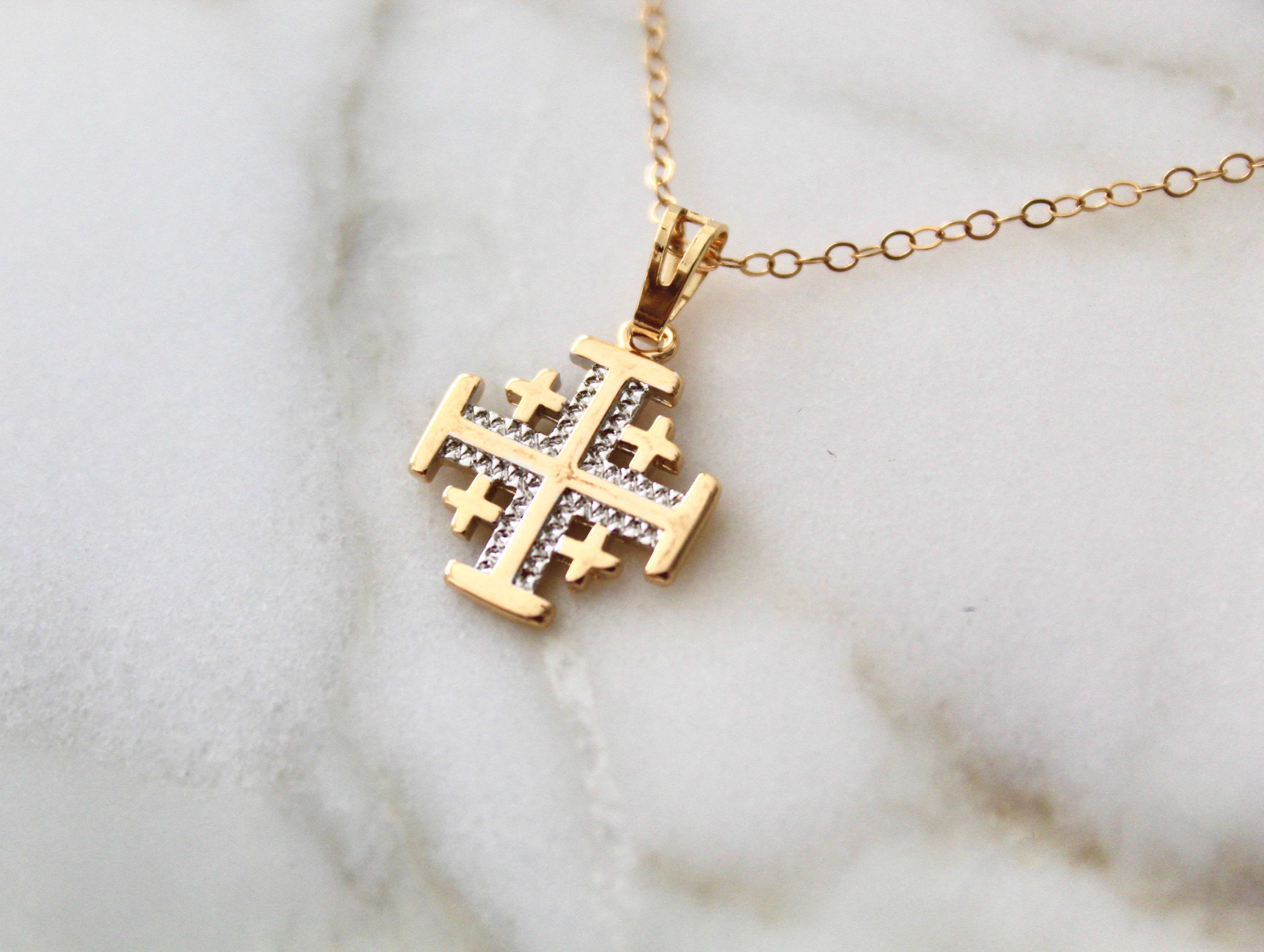 Gold plated necklace Jerusalem Cross